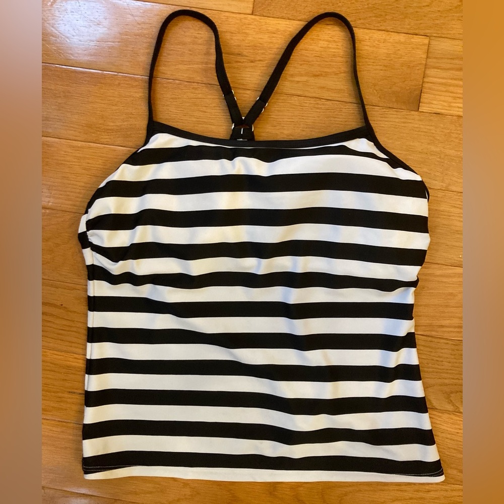 St. John's,  Like New, Bay Black and White Striped Swim Camisole